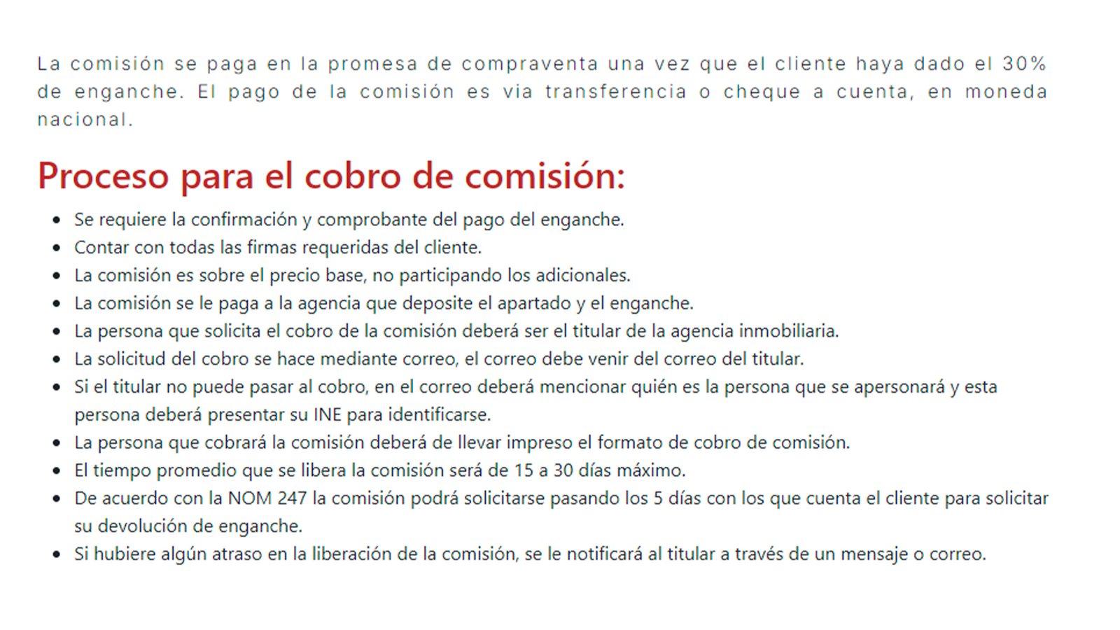 Formato de cobro de comisión